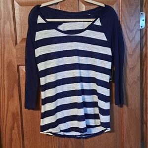 Express Navy and White Striped Top